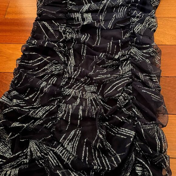 Y2k Strapless Mini Dress Bodycon Sparkly Ruched Sz XS Party Club HOCO Event - Picture 8 of 9